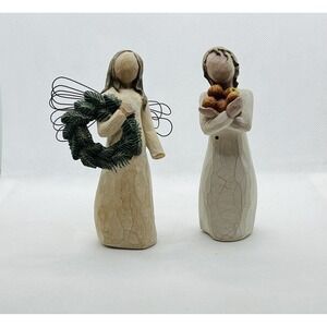 Willow Tree Angel Figurines FLAWED 'Angel of Winter' & 'Good Health' Susan Lordi